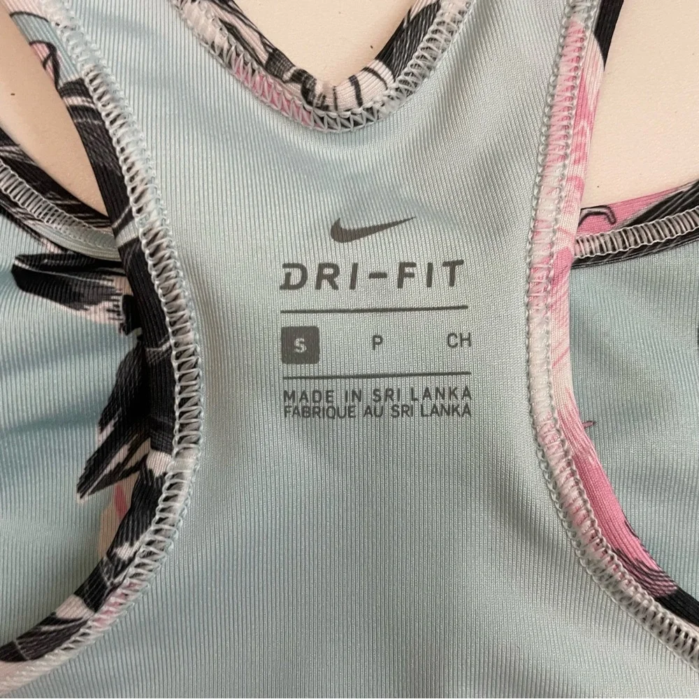 Nike Sports Bra Dri Fit Racerback Floral Logo Athletic Blue Pink White Black